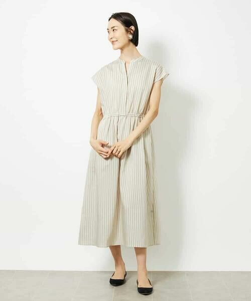 MICHEL KLEIN / ミッシェルクラン ロング・マキシ丈ワンピース | ストライプギャザーワンピース | 詳細1