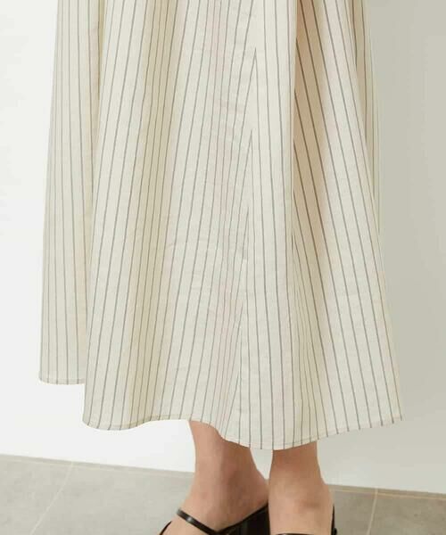 MICHEL KLEIN / ミッシェルクラン ロング・マキシ丈ワンピース | ストライプギャザーワンピース | 詳細11