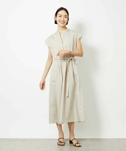 MICHEL KLEIN / ミッシェルクラン ロング・マキシ丈ワンピース | ストライプギャザーワンピース | 詳細3