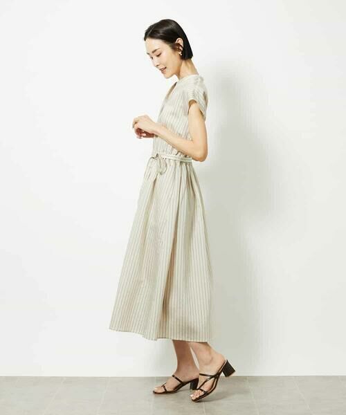 MICHEL KLEIN / ミッシェルクラン ロング・マキシ丈ワンピース | ストライプギャザーワンピース | 詳細4