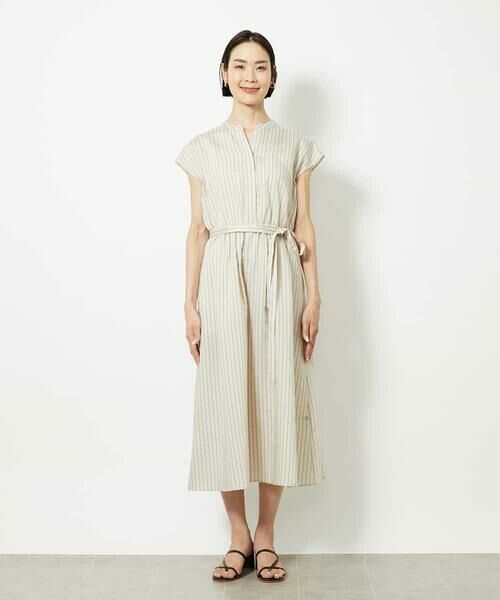 MICHEL KLEIN / ミッシェルクラン ロング・マキシ丈ワンピース | ストライプギャザーワンピース | 詳細5