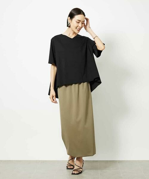 [接触冷感]異素材バックフレアカットソー 接触冷感]異素材バックフレアカットソー （カットソー）｜MICHEL