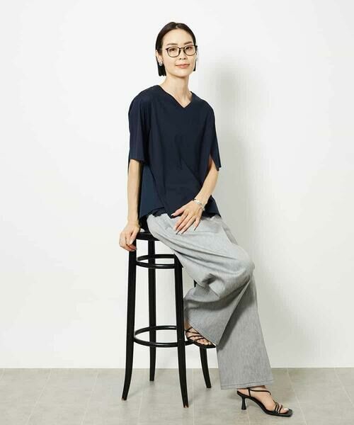 MICHEL KLEIN / ミッシェルクラン カットソー | [接触冷感]異素材バックフレアカットソー | 詳細8