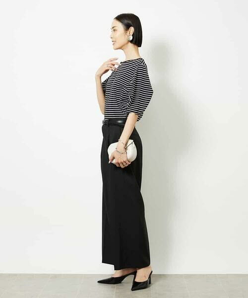 MICHEL KLEIN / ミッシェルクラン カットソー | [接触冷感]袖タックボーダーカットソー | 詳細10