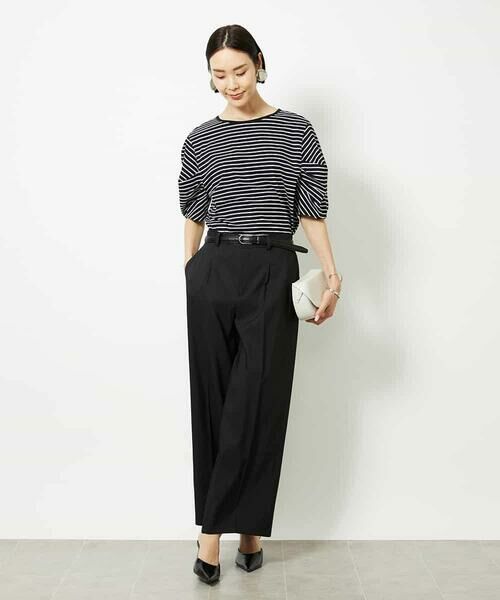 MICHEL KLEIN / ミッシェルクラン カットソー | [接触冷感]袖タックボーダーカットソー | 詳細11