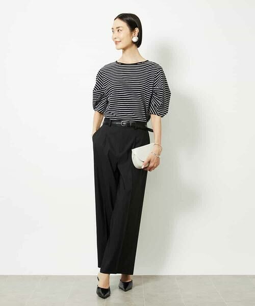 MICHEL KLEIN / ミッシェルクラン カットソー | [接触冷感]袖タックボーダーカットソー | 詳細12