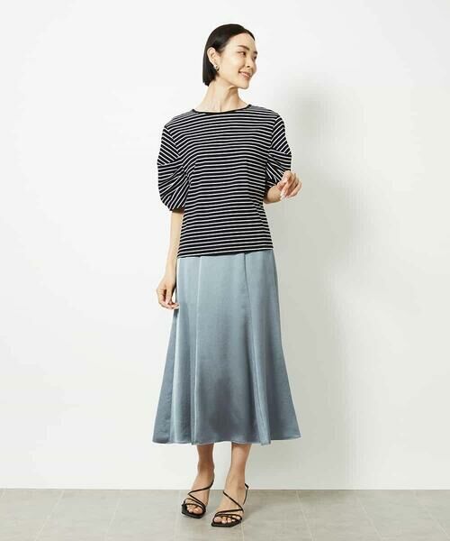 MICHEL KLEIN / ミッシェルクラン カットソー | [接触冷感]袖タックボーダーカットソー | 詳細15