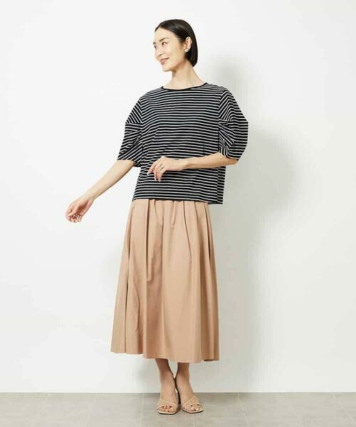 MICHEL KLEIN / ミッシェルクラン カットソー | [接触冷感]袖タックボーダーカットソー | 詳細17