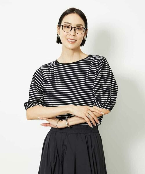 MICHEL KLEIN / ミッシェルクラン カットソー | [接触冷感]袖タックボーダーカットソー | 詳細2