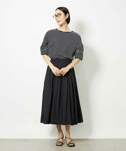 MICHEL KLEIN / ミッシェルクラン カットソー | [接触冷感]袖タックボーダーカットソー | 詳細4