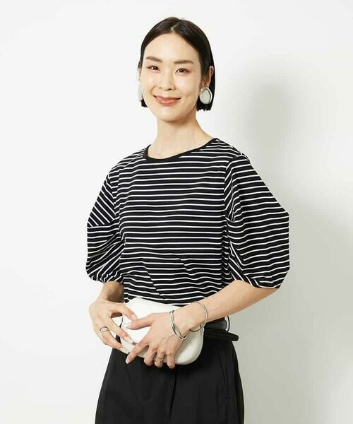 MICHEL KLEIN / ミッシェルクラン カットソー | [接触冷感]袖タックボーダーカットソー | 詳細7