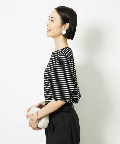 MICHEL KLEIN / ミッシェルクラン カットソー | [接触冷感]袖タックボーダーカットソー | 詳細8