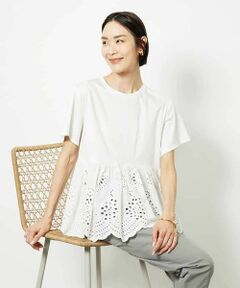 MICHEL KLEIN / ミッシェルクラン カットソー | ボーラーレース切替ペプラムカットソー