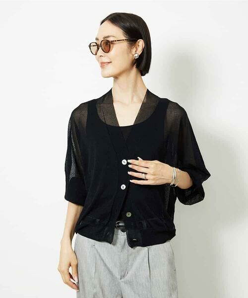 MICHEL KLEIN / ミッシェルクラン カーディガン・ボレロ | Vネックシアーカーディガン | 詳細14