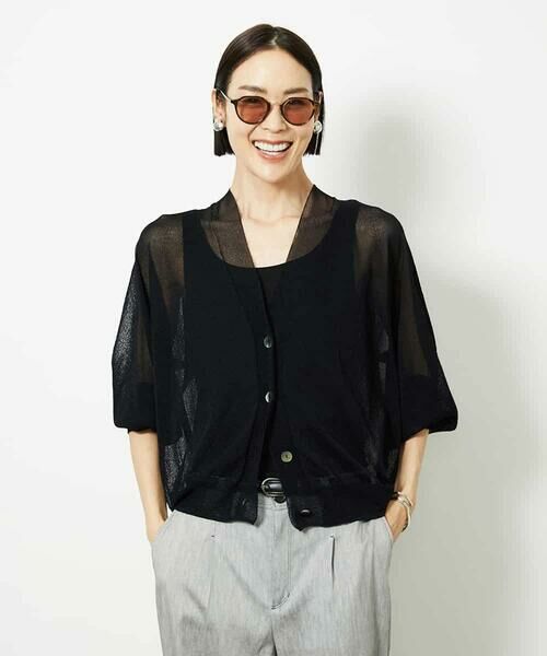 MICHEL KLEIN / ミッシェルクラン カーディガン・ボレロ | Vネックシアーカーディガン | 詳細15