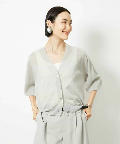 MICHEL KLEIN / ミッシェルクラン カーディガン・ボレロ | Vネックシアーカーディガン | 詳細2