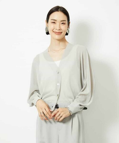 MICHEL KLEIN / ミッシェルクラン カーディガン・ボレロ | Vネックシアーカーディガン | 詳細3