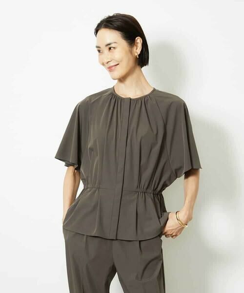 MICHEL KLEIN/ミッシェルクラン ［セットアップ対応/2WAY]ウエストマークギャザーブラウス ブラウン M