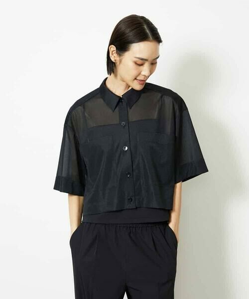 MICHEL KLEIN/ミッシェルクラン ダブルポケットシャツ ブラック M MICHEL KLEIN/ミッシェルクラン ダブルポケットシャツ ブラック M