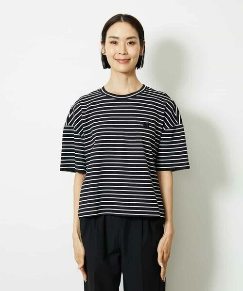 MICHEL KLEIN / ミッシェルクラン カットソー | イニシャル刺繍Ｔシャツ(ボーダー柄） | 詳細12