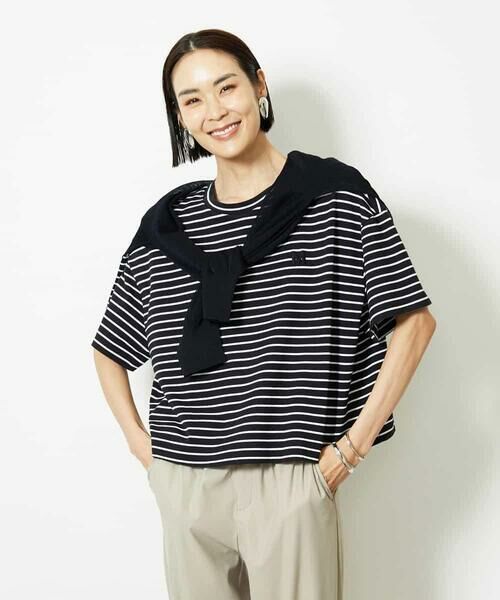 MICHEL KLEIN / ミッシェルクラン カットソー | イニシャル刺繍Ｔシャツ(ボーダー柄） | 詳細7