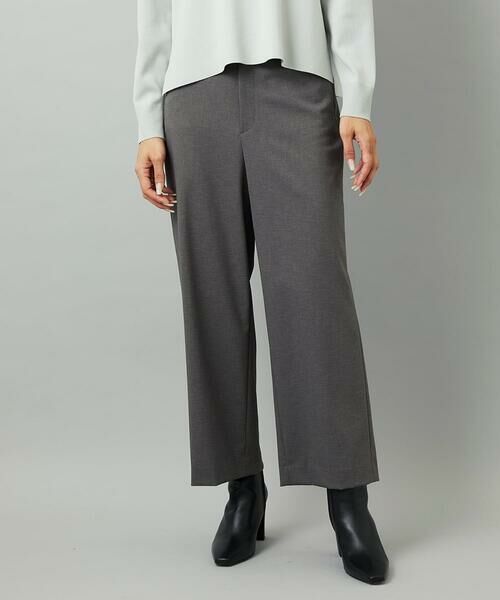 MICHEL KLEIN/ミッシェルクラン ツイルストレッチワイドパンツ チャコールブラウン M