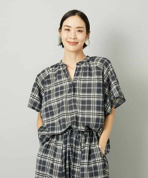 MICHEL KLEIN / ミッシェルクラン シャツ・ブラウス | [セットアップ対応]ギャザーブラウス　シアーチェック柄 | 詳細14