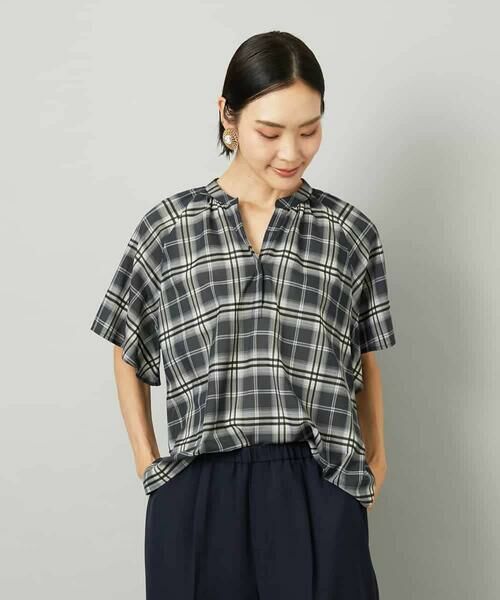 MICHEL KLEIN / ミッシェルクラン シャツ・ブラウス | [セットアップ対応]ギャザーブラウス　シアーチェック柄 | 詳細19