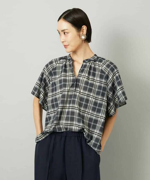 MICHEL KLEIN / ミッシェルクラン シャツ・ブラウス | [セットアップ対応]ギャザーブラウス　シアーチェック柄 | 詳細20