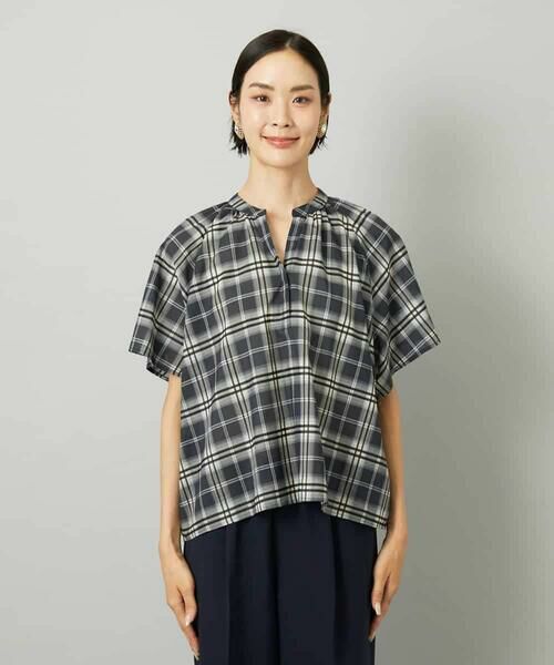 MICHEL KLEIN / ミッシェルクラン シャツ・ブラウス | [セットアップ対応]ギャザーブラウス　シアーチェック柄 | 詳細6