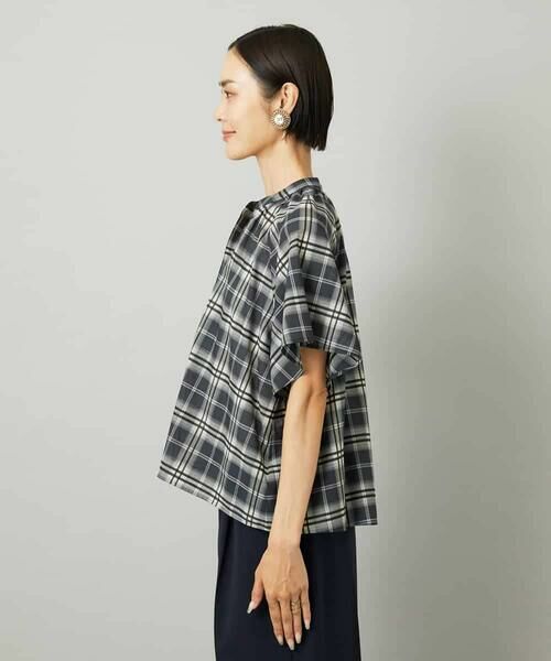 MICHEL KLEIN / ミッシェルクラン シャツ・ブラウス | [セットアップ対応]ギャザーブラウス　シアーチェック柄 | 詳細7