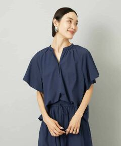 MICHEL KLEIN / ミッシェルクラン シャツ・ブラウス | [セットアップ対応]ギャザーブラウス　サッカー無地