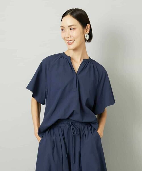 MICHEL KLEIN / ミッシェルクラン シャツ・ブラウス | [セットアップ対応]ギャザーブラウス　サッカー無地 | 詳細2