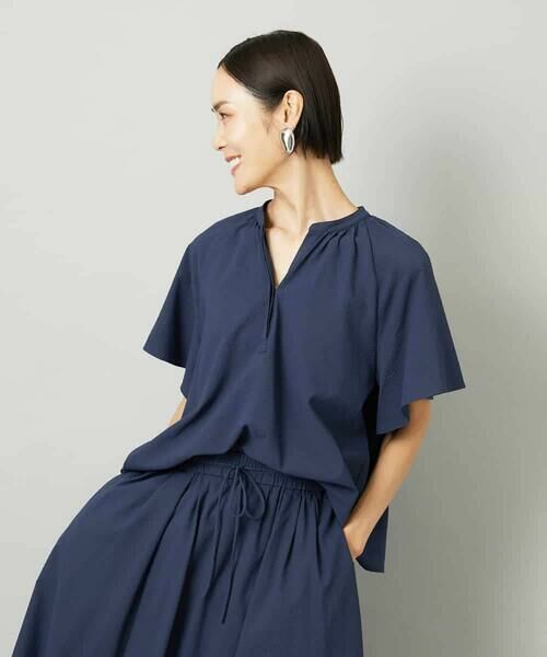 MICHEL KLEIN / ミッシェルクラン シャツ・ブラウス | [セットアップ対応]ギャザーブラウス　サッカー無地 | 詳細3