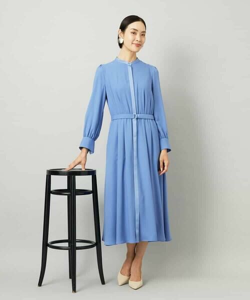 MICHEL KLEIN / ミッシェルクラン ロング・マキシ丈ワンピース | ノーカラーフレアーワンピース | 詳細10