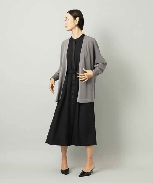 MICHEL KLEIN / ミッシェルクラン ロング・マキシ丈ワンピース | ノーカラーフレアーワンピース | 詳細8