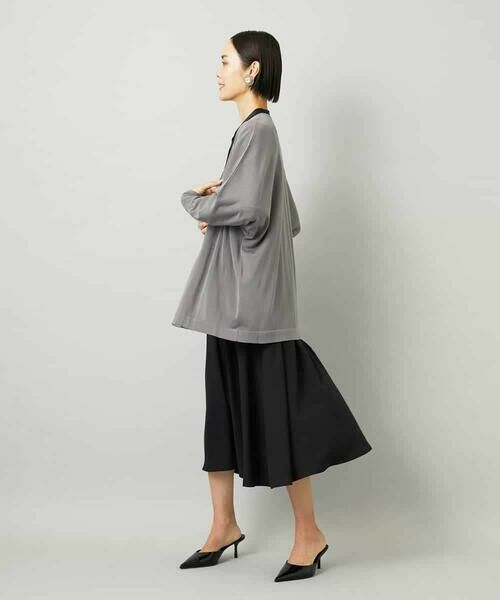 MICHEL KLEIN / ミッシェルクラン ロング・マキシ丈ワンピース | ノーカラーフレアーワンピース | 詳細9