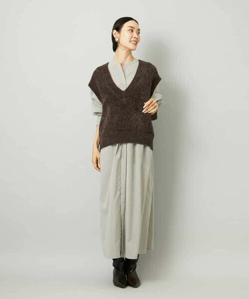 MICHEL KLEIN / ミッシェルクラン ロング・マキシ丈ワンピース | オーバーサイズストライプシャツワンピース | 詳細5