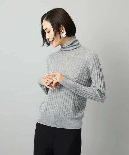 MICHEL KLEIN / ミッシェルクラン ニット・セーター | シアーケーブルハイネックニット | 詳細13