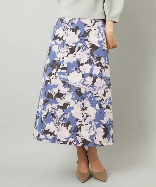 MICHEL KLEIN/ミッシェルクラン アンティークローズプリントスカート ブルー S