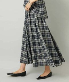 MICHEL KLEIN / ミッシェルクラン ロング・マキシ丈スカート | [セットアップ対応]ギャザースカート　シアーチェック柄