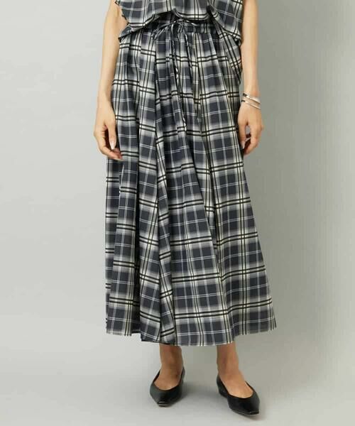 MICHEL KLEIN / ミッシェルクラン ロング・マキシ丈スカート | [セットアップ対応]ギャザースカート　シアーチェック柄 | 詳細1