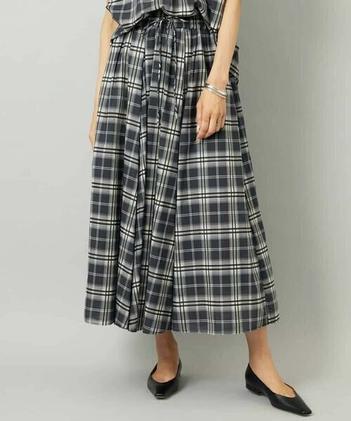 MICHEL KLEIN / ミッシェルクラン ロング・マキシ丈スカート | [セットアップ対応]ギャザースカート　シアーチェック柄 | 詳細2