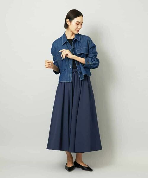 MICHEL KLEIN / ミッシェルクラン ロング・マキシ丈スカート | [セットアップ対応]ギャザースカート　サッカー無地 | 詳細10