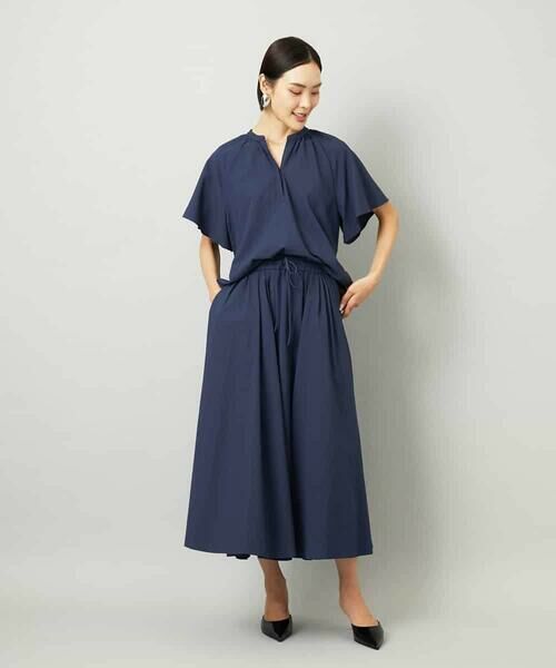 MICHEL KLEIN / ミッシェルクラン ロング・マキシ丈スカート | [セットアップ対応]ギャザースカート　サッカー無地 | 詳細6