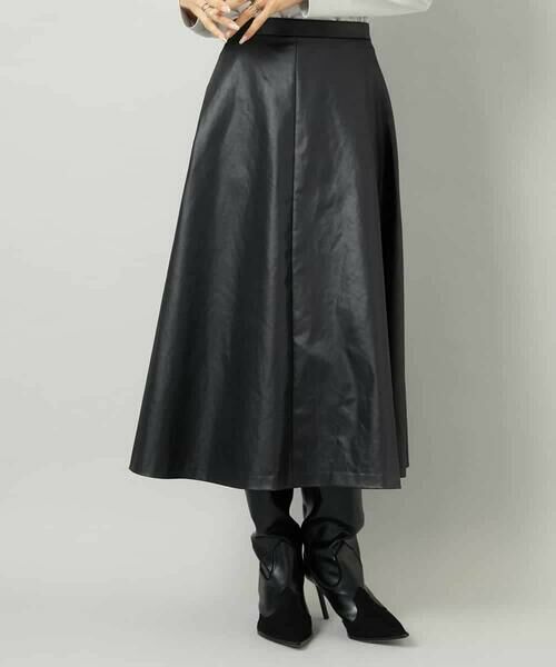 MICHEL KLEIN / ミッシェルクラン ロング・マキシ丈スカート | フェイクレザーフレアスカート | 詳細1