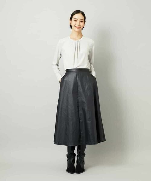MICHEL KLEIN / ミッシェルクラン ロング・マキシ丈スカート | フェイクレザーフレアスカート | 詳細3