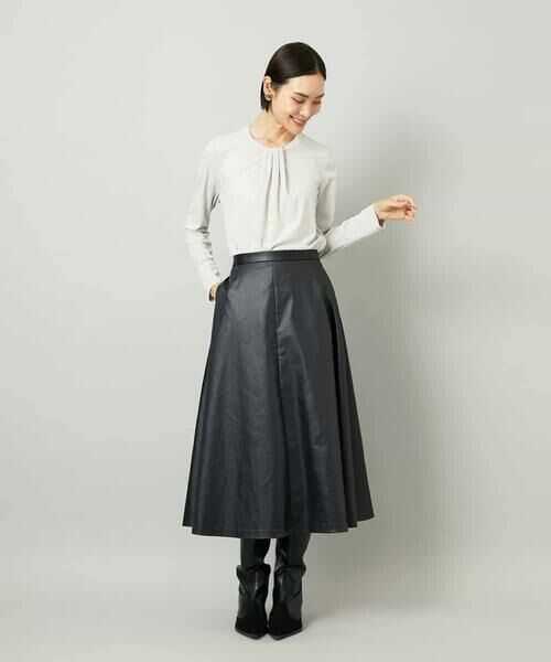 MICHEL KLEIN / ミッシェルクラン ロング・マキシ丈スカート | フェイクレザーフレアスカート | 詳細4