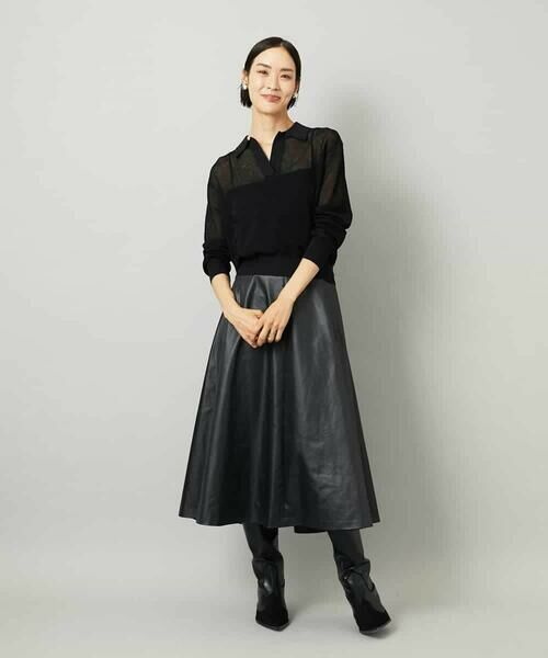 MICHEL KLEIN / ミッシェルクラン ロング・マキシ丈スカート | フェイクレザーフレアスカート | 詳細6