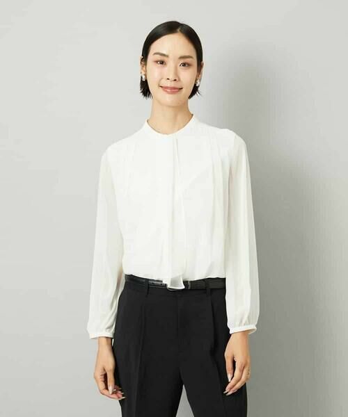 MICHEL KLEIN / ミッシェルクラン シャツ・ブラウス | ボウタイ付き2WAYブラウソ— | 詳細8